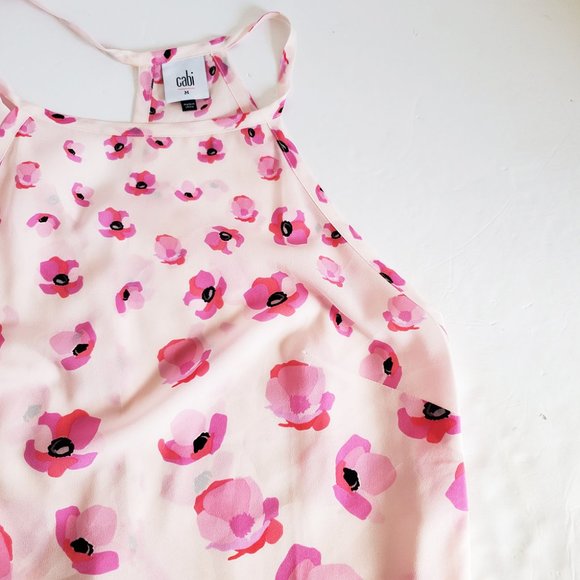CABI Floating Poppies Tie Back Pink Halter Top M - Picture 2 of 10